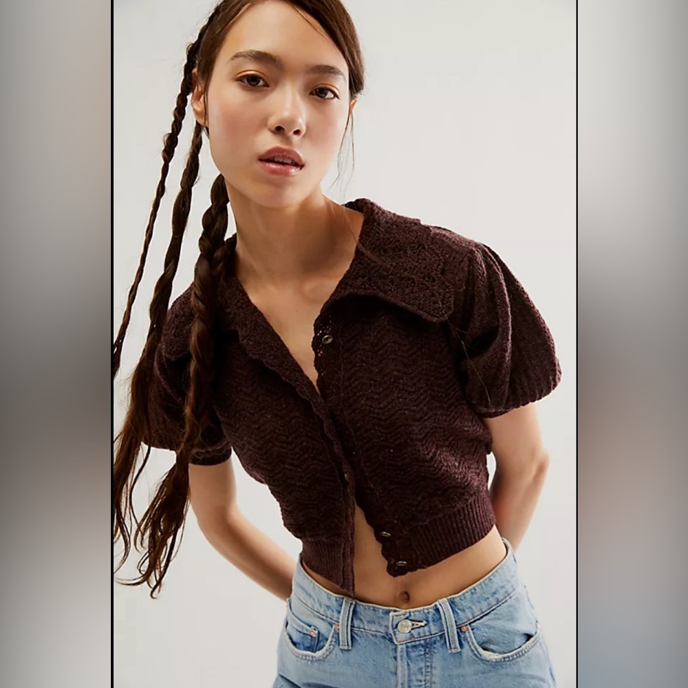 Free People “Edie” cashmere cardigan size S sold as is with flaw